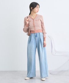 earth music&ecology マイクロボーダーＶネックコンパクトカーディガン