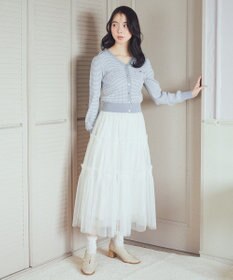 earth music&ecology マイクロボーダーＶネックコンパクトカーディガン