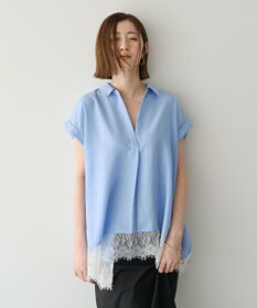 YECCA VECCA 裾レーススキッパーシャツ