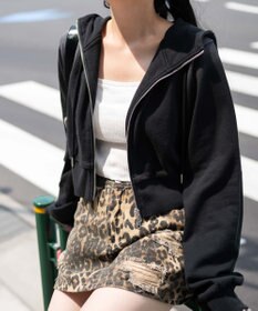 WEGO ヴィンテージウォッシュWジップショートパーカー