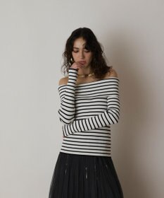 GRACE CONTINENTAL オフショルリブニットトップ