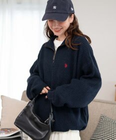 WEGO U.S. POLO ASSN.|別注畔編みハーフジップセーター