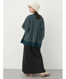 earth music&ecology ダイヤ柄ジャガードカーディガン