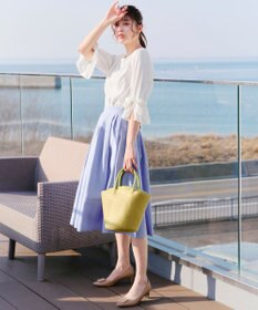 Tiaclasse 【選べる丈】麻調タックフレアスカート