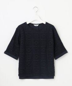 J.PRESS LADIES L 【一枚で着映え・シーンレスに活躍】レーシーコンビ クルーネック カットソー