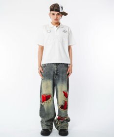 WEGO 【ユニセックス着用ITEM】ブリーチグラフィックポロシャツ（SS）