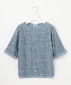 J.PRESS LADIES L 【一枚で着映え・シーンレスに活躍】レーシーコンビ クルーネック カットソー