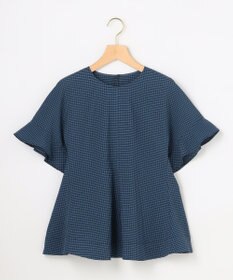 組曲 【先行予約】サッカーギンガムチェック ペプラムブラウス