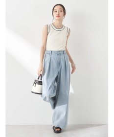 earth music&ecology ノースリーブラインニットプルオーバー