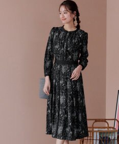 Tiaclasse L 【安田美沙子さん着用・新色/XSサイズ追加・洗える】フラワープリント配色ワンピース