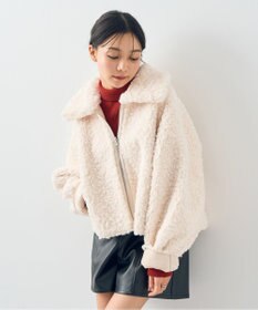 earth music&ecology リバーシブルフェイクムートンショートブルゾン