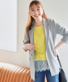 ANY SIS 【BAILA5月号掲載】スマートビューティストレッチテーラード ジャケット ライトグレーシャンブレー