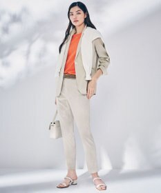 23区 L 【洗える】リネンレーヨンストレッチ テーパード パンツ