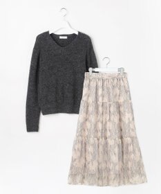 Feroux ニット×ティアードレース スカート