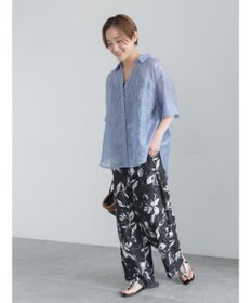 Te chichi カットワーク刺繍5分袖スキッパーシャツ