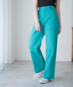 WEGO カラーウエストフィットワイドストレートパンツ