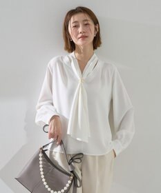 YECCA VECCA スカーフリング付きボウタイブラウス