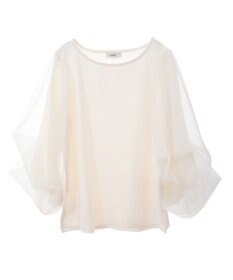 earth music&ecology キラキラストーンパールチュールスリーブプルオーバー