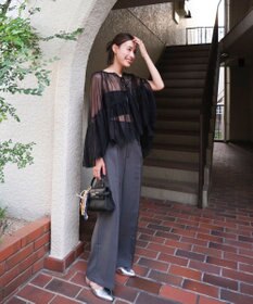 Green Parks リボンチュールデザインブラウス