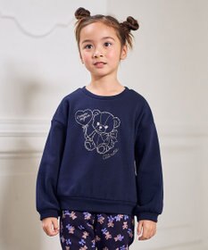 ANY KIDS アニマル刺繍 裏シャギー トレーナー ネイビー×クマ