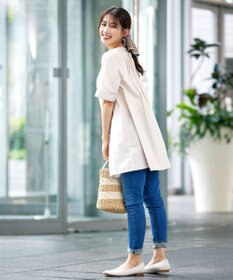 Tiaclasse L 【洗える】バックピンタックフレアチュニックブラウス