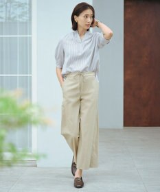 J.PRESS LADIES 【洗える・接触冷感】ドビー強撚ストライプ スキッパー ブラウス