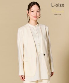 BEIGE， 【L-size】CAROLE / リネンライクノーカラーハーフ丈ジャケット