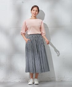 ANY L 【ウエストゴム/ポケット付】シャンブレーライク フレアスカート