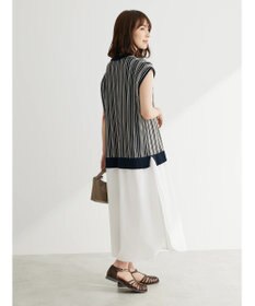 Green Parks ストライプ柄ニットドッキングワンピース