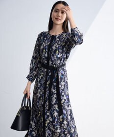 自由区 S 【WEB&一部店舗限定】ハーバルフロープリント8分袖 ワンピース