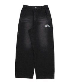 WEGO 【ウエスト紐で調整】イージーペインターグラフィックデニムパンツ
