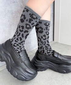 WEGO レオパード柄リブソックス