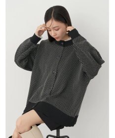 earth music&ecology ダイヤ柄ジャガードカーディガン