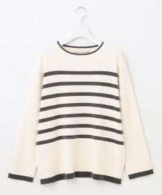 自由区 L 【洗える】コットンカシミヤ ボーダーニット