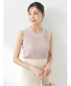 earth music&ecology ノースリーブラインニットプルオーバー