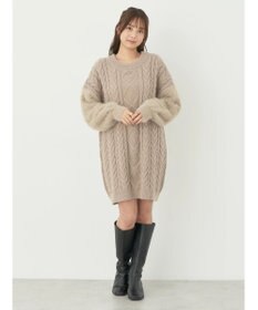 earth music&ecology 袖ファーケーブルミニワンピース