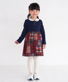 MIKI HOUSE HOT BISCUITS 【80-120cm】 襟付き チェック柄ワンピース