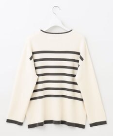 自由区 L 【洗える】コットンカシミヤ ボーダーニット