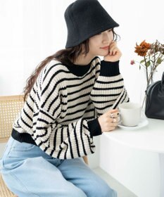 WEGO ボーダーショートニットプルオーバー