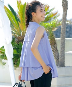 Tiaclasse 【洗える】ノースリーブ後ろタックティアードブラウス