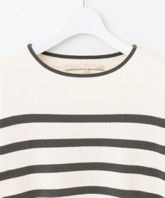 自由区 L 【洗える】コットンカシミヤ ボーダーニット