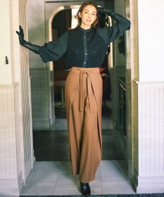 自由区 【SHIHOさん着用】フロントディテールラップワイド パンツ キャメル