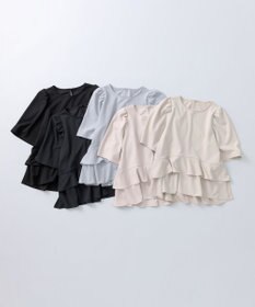 組曲 L 【接触冷感・吸湿・UVカット】ジョーゼットジャージーフリルブラウス