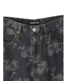 Green Parks ・Ｄｏｕｂｌｅ　Ｆｌａｇｓ　フラワー抜染ストレートデニム