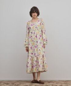 GRACE CONTINENTAL ボタニカルプリントティアードワンピース
