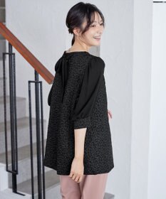 Tiaclasse L 【洗える】フラワーJQ袖シフォンチュニック