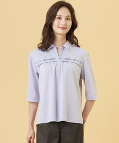 J.PRESS LADIES 【シーンレスに活躍】スキッパーシャツジャージー カットソー ラベンダー系