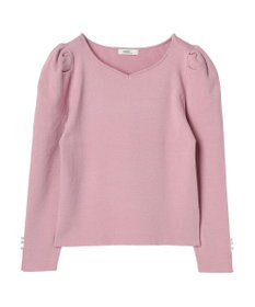 earth music&ecology ハートネック袖パールニットプルオーバー