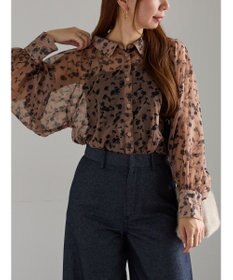 Te chichi シアーフラワーボリュームスリーブブラウス