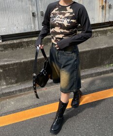 WEGO ラインストーンサイドドロストラグランロンT